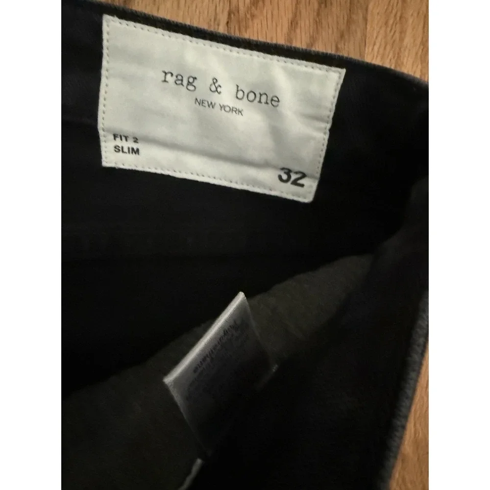 RAG & BONE NY Men Fit 2 Slim Archer Faded Black Jean Slim Stretch Denim Men 32